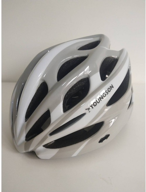 台灣品牌 YOUNSON 一體成型安全帽 - 公路車安全帽 單車安全帽 腳踏車安全帽 直排輪安全帽, 灰白,L號, 1個