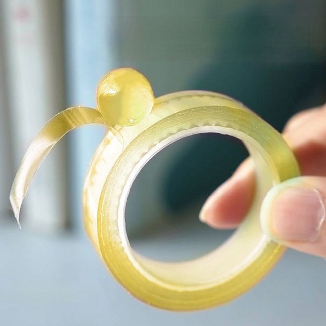 彩色透明膠帶黏黏球 Diang透球 解壓玩具 黃色, 冰透球膠帶--黃色, 1個