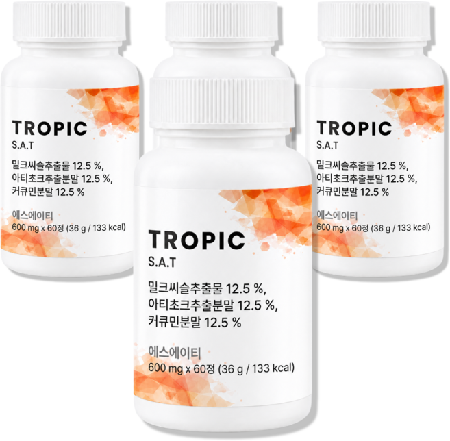 트로픽리서치 S.A.T 실리마린 아티초크 밀크시슬 TROPIC, 4개, 60정