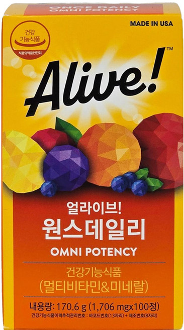 얼라이브 원스데일리 멀티비타민, 100정, 1개