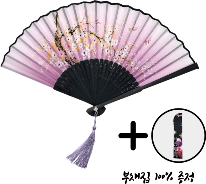 [패션의완성] 실크 접이식 대나무 부채 외국인선물, 1개, 02. 꽃 만개하니 봄내음 향기로와