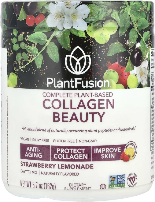 PlantFusion 완전한 식물성 성분 콜라겐 뷰티 딸기 레모네이드 맛 162g(5.7oz), PlantFusion완전한식물성성분콜라겐뷰티딸기레모네이, 162g, 1개 - 쿠팡