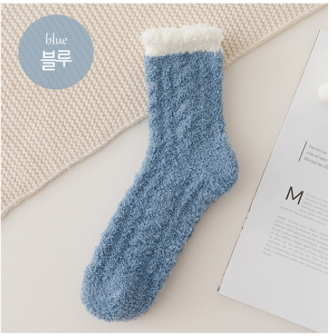 [10켤레세트] 극강포근 파스텔 단목/중목 수면양말