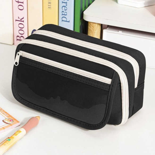 루폭트 대용량 간편 수납 필통, 1개, 블랙