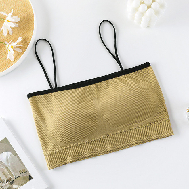 夏季撞色一字抹胸內搭外穿打底小吊帶美背裹胸