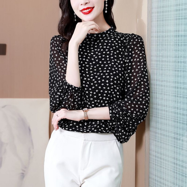 빌리즈빈 여성 라운드 데일리 캐주얼 땡땡이 블라우스 51045