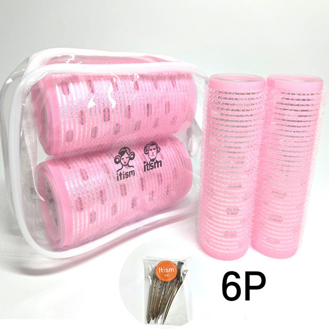 잇즘 열전도 헤어롤 대형 3종 파우치세트, 6개, Pink