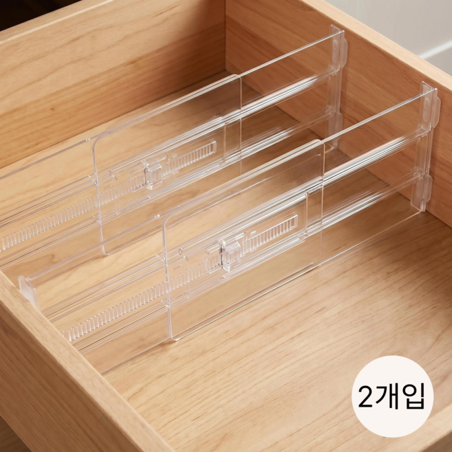 Vtopmart 대용도 서랍장용 정리 조절 칸막이 높은형 플라스틱, 2, 투명