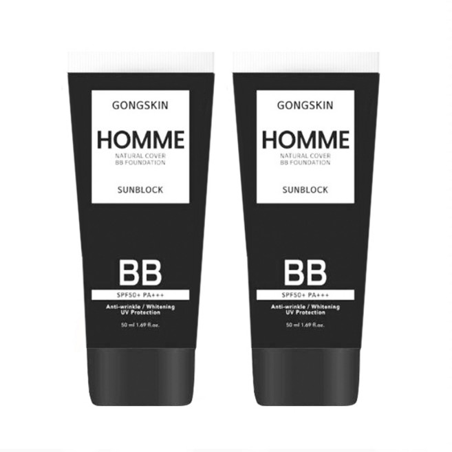 공스킨 내추럴 썬크림 BB 옴므 올인원 남자 비비크림 남성 선크림, 50ml, 2개