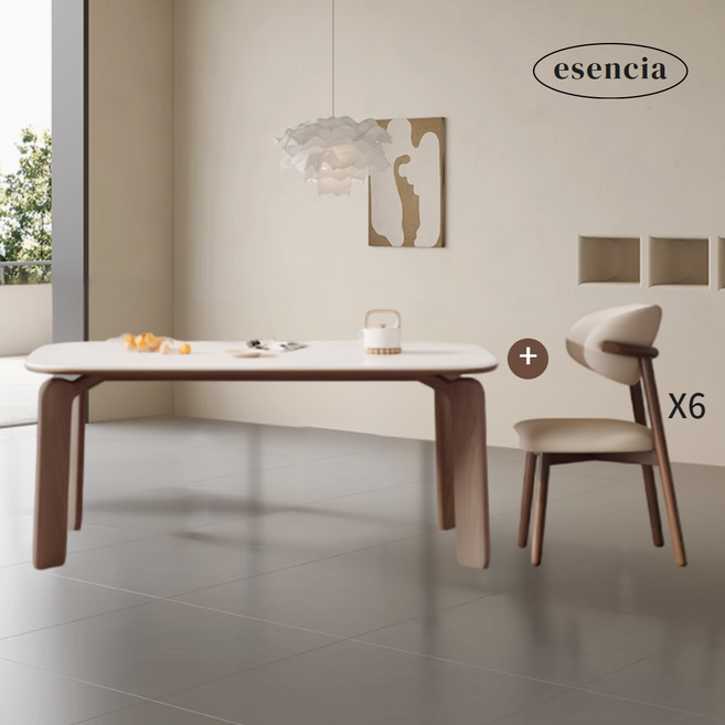 이센시아 엔틱 4인용식탁 6인용식탁 가정용 테이블 식탁의자세트, 등받이의자(6개), 우드컬러