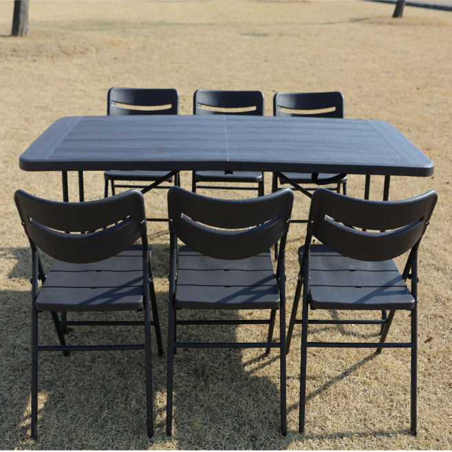 멜핑 야외 테이블 의자 세트 브로몰딩 테라스 정원 접이식 캠핑 카페, 트리코테이블+트리코의자6개