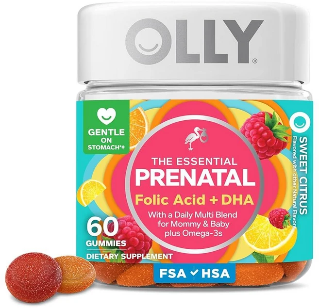 OLLY 산전 종합 비타민 젤리 건강한 성장 및 뇌 발달 지원 엽산 비타민 D 오메가 3 DHA 츄어블 보충제 시트러스 베리 맛 30일 분량 - 60개, OLLY 산전 종합 비타민 젤리, 건강한 성장 및 뇌, 1개, 60정 - 쿠팡