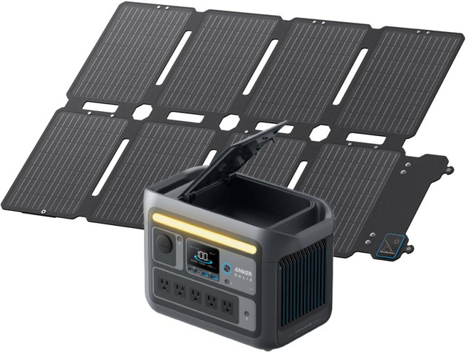 Anker Solix C800 Portable Power Station with Anker Solix PS100 Compact Portable Solar Panel 768Wh, 100W Solar Panel+Anker SOLIX C