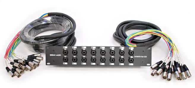 Seismic Audio내진 오디오 랙 마운트 24채널 TRS 콤보 스플리터 스네이크 케이블5피트 및 30피트 XLR 트렁크ARMSS24x530, 15 Foot x 30 Foot - 16 Channel