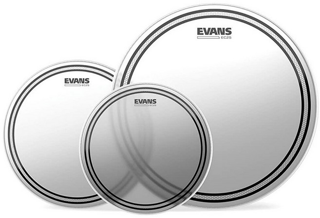 EVans 반스 드럼 헤드 - G1 투명 표준 톰팩 (30.5cm(12인치) 33cm(13인치) 40.6cm(16인치))_167410, EC2 Tompack 코팅