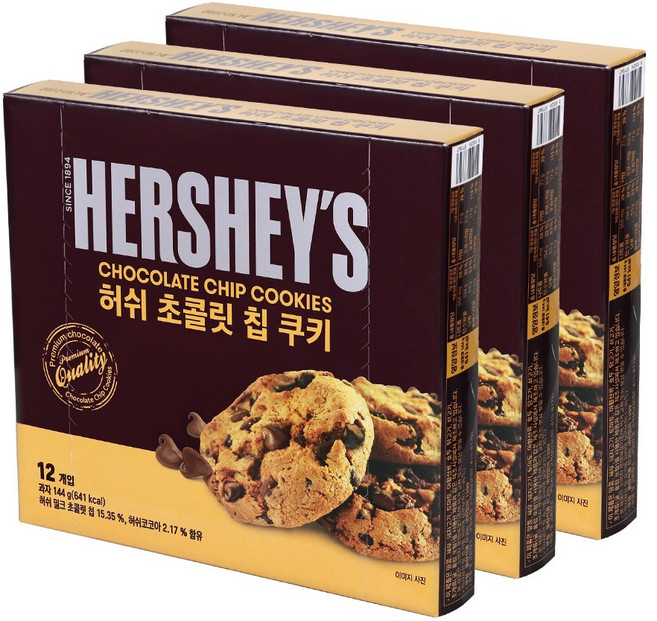 허쉬 초콜릿 칩 쿠키 12p, 144g, 3개