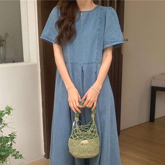 여성 의류 캐주얼 데님 반팔 롱 TDB-NM-0145