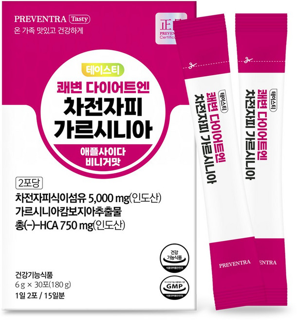 프리벤트라 테이스티 쾌변 다이어트엔 차전자피 가르시니아 15일분 / 수용성 애플사이다비니거, 1개, 180g