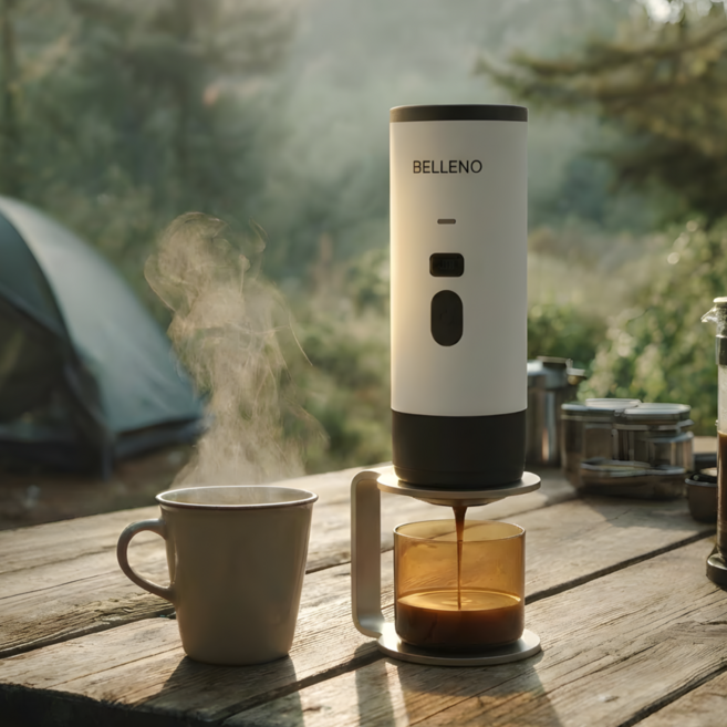 벨레노 무선 커피머신 휴대용 에스프레소 캡슐 캠핑용 사무실용 커피메이커, 화이트