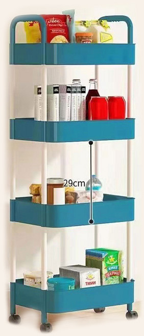 DND마켓 주방 욕실 선반 이동식 빅 바구니 (주)존글로벌, 4단, 블루, 1개