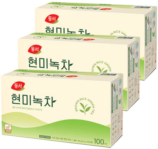 동서 현미녹차 티백, 1.5g, 100개입, 3개