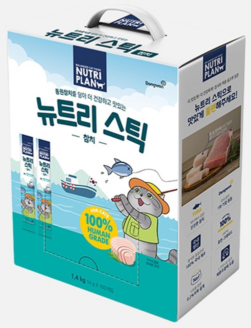 동원 뉴트리플랜 뉴트리스틱 고양이간식 참치 14g X 100개, 참치맛