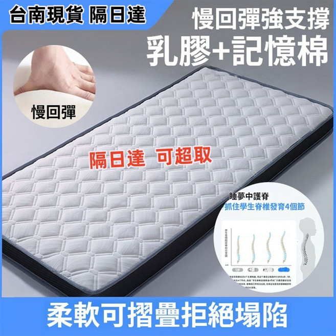 FOCUS ON SLEEP 記憶海綿床墊 柔軟可折疊 記憶海綿支撐, 紳士白（厚5cm）乳膠+高密度記憶海綿,80*190cm(限玫瑰灰色-超取限1件, 紳士白, 厚5cm, 5cm