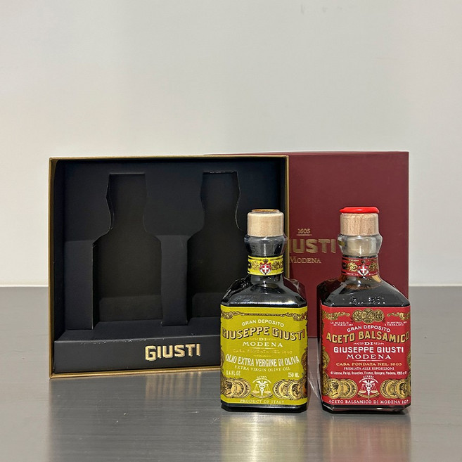 선물세트 주세페 주스티 3메달 발사믹 식초 250ml & 엑스트라 버진 올리브 오일 250ml, 1세트