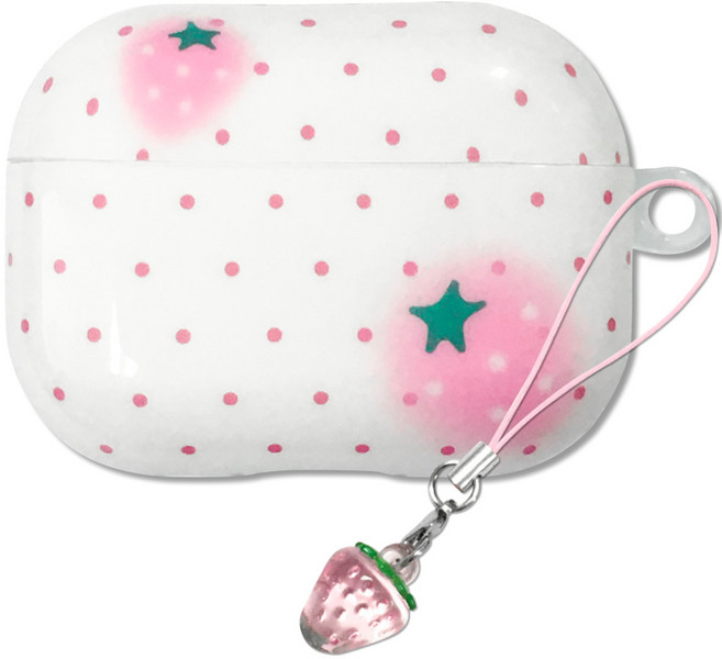 영스피플 파스텔 도트 키링 에어팟 케이스 프로3 4세대 2 1 귀여운 과일 TPU, 1개, 딸기, 에어팟프로3