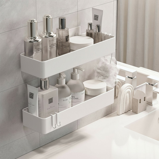 홈비 흔들림없는 강력접착 프리미엄 욕실선반, 1개, 화이트