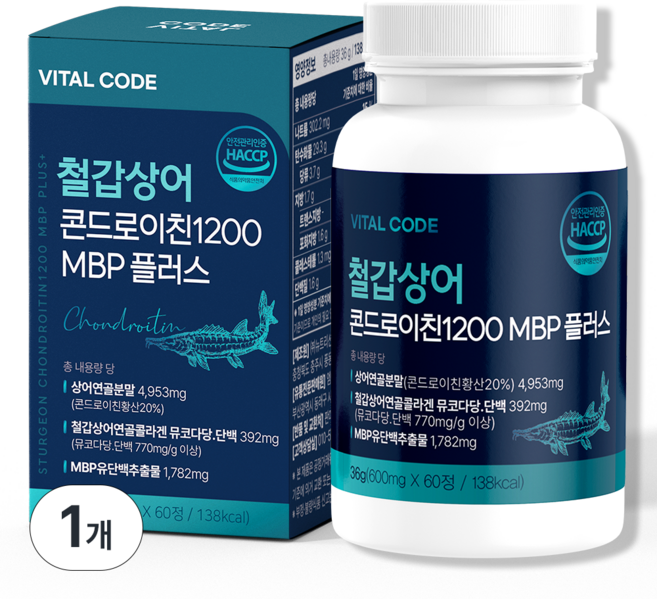 철갑상어 콘드로이친 6형 1200 식약청 상어연골 MBP 플러스 바이탈코드, 1개, 60정