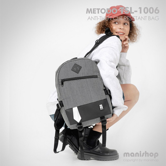 미토도 TSL-1006 도난방지 여행용 백팩 M/남성 여성 공용 해외여행 여권 RFID차단 소매치기 방지 캐주얼 남자 배낭 가방
