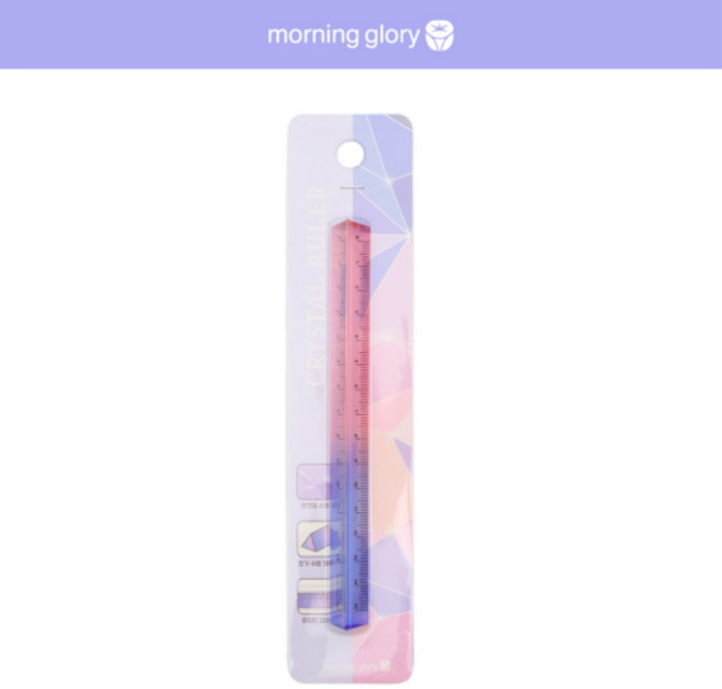 모닝글로리 투명 크리스탈 삼각 직자 15cm, 1개, 핑크 블루