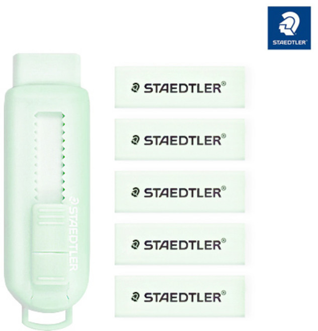 스테들러 슬라이딩 지우개 본체 + 리필 5p 세트, 파스텔그린, 1세트