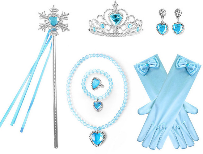 코코쥬 생일파티용품 티아라왕관+요술봉+장갑+악세사리세트, 1세트, 블루