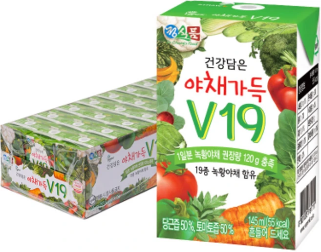 정식품 건강담은 야채가득 V19, 145ml, 48개 - 쿠팡