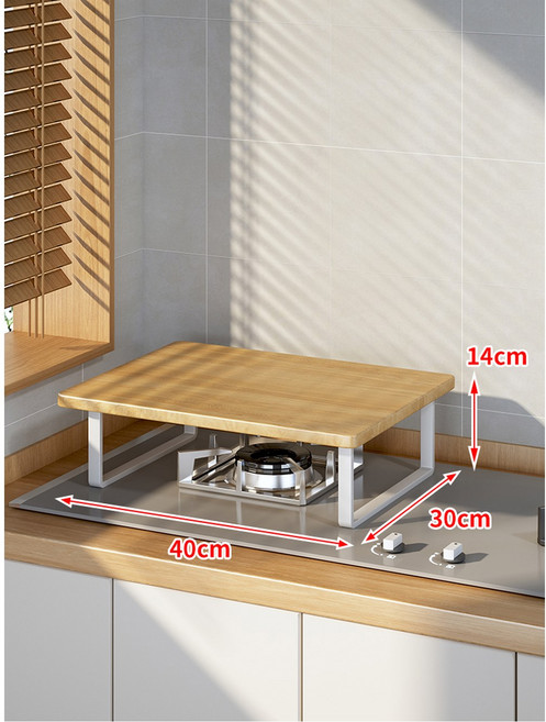 인덕션거치대 받침대 덮개 인덕션정리대선반 블랙 레인지 선반 밥솥 우드 가정용 거치대, 오크 화이트 선반 30 40cm
