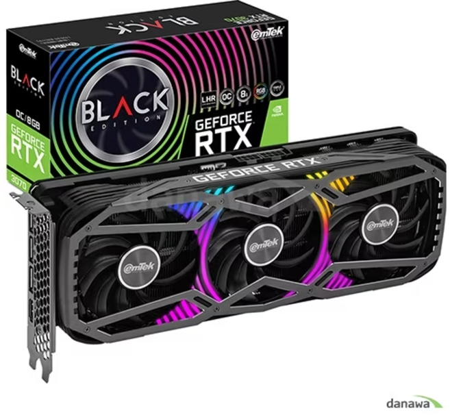 이엠텍 지포스 RTX 3070 BLACK EDITION OC D6 8GB LHR 그래픽카드