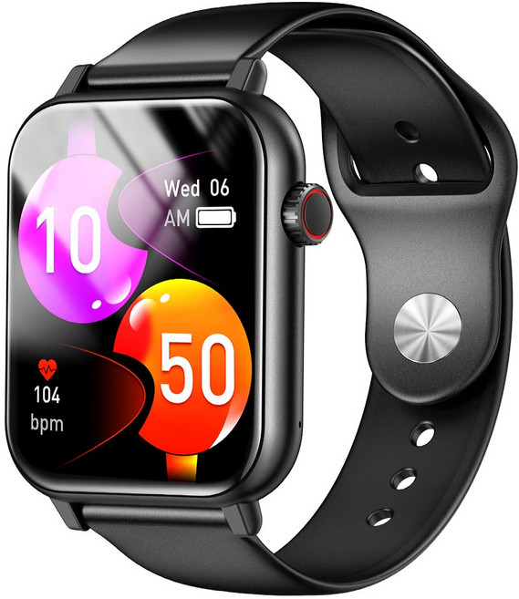 LifeSync 통화가능 스마트 워치 운동측정 2.0인치 대화면 한글판 스마트밴드, 블랙, 4.5cm, 블루투스