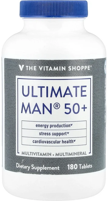The Vitamin Shoppe Ultimate Man® 50+ Multivitamin & Multimineral 180 Tablets, The Vitamin Shoppe, Ultimate M, 1, 180정 - 쿠팡