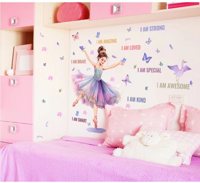 포인트 벽지스티커 아이들 놀이방 인테리어 발레소녀 포인트 스티커(5종옵션), 발레시리즈4번