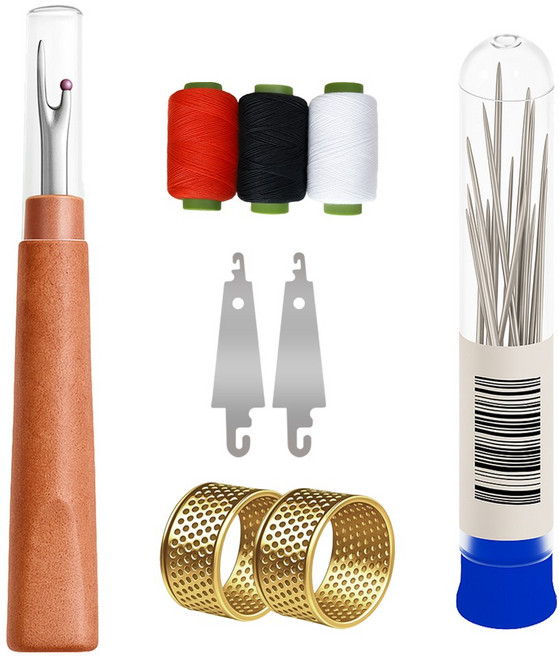 [가성비 34종 세트] 1/1+1 큰 바늘 구멍 재봉 도구 세트 반짇고리세트 의류제사용바늘세트 강철 대바늘 실 바느질 세트 가정용 실끼우개 셋트 바느질함, 1개