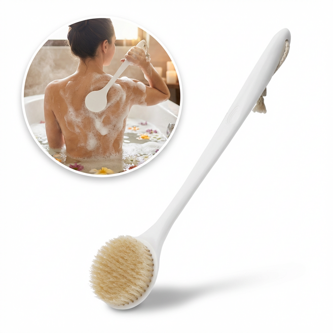 타니아홈 커브형 부드러운 돈모 샤워 바디브러쉬, 화이트, 1개, 1개입