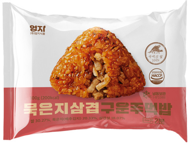 엄지 묵은지삼겹 구운 주먹밥, 10개, 100g