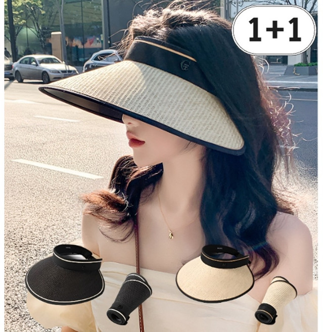 무노 1+1 자외선차단 모자 여성 햇빛차단 여름 라탄 모자 선캡