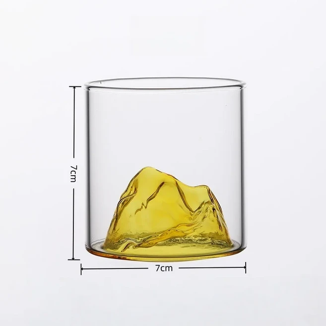 일본 3D 마운틴 위스키 유리 빙하 구식 락 안경 나무 선물 상자 보드카 컵 와인 텀블러, 101-200ml, 1pc 180ml B