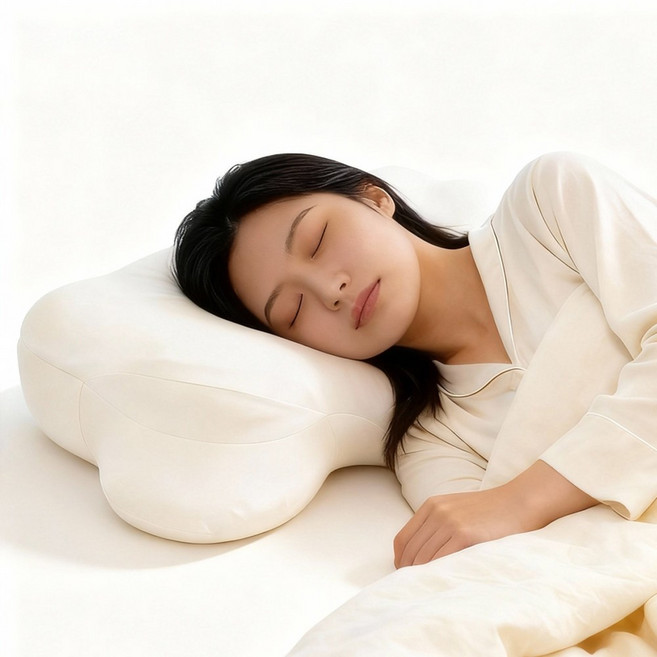 초고밀도 메모리폼 경추베개 7존 지지 목편한 숙면 거북목 일자목 교정 64x42cm, 1개, 흰색