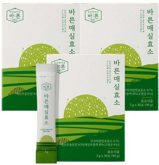바른 매실효소 식물 유래 매실, 90g, 3박스