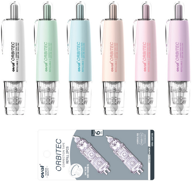 오발 수정테이프 마카롱 시리즈 5mm x 6m/리필, 핑크