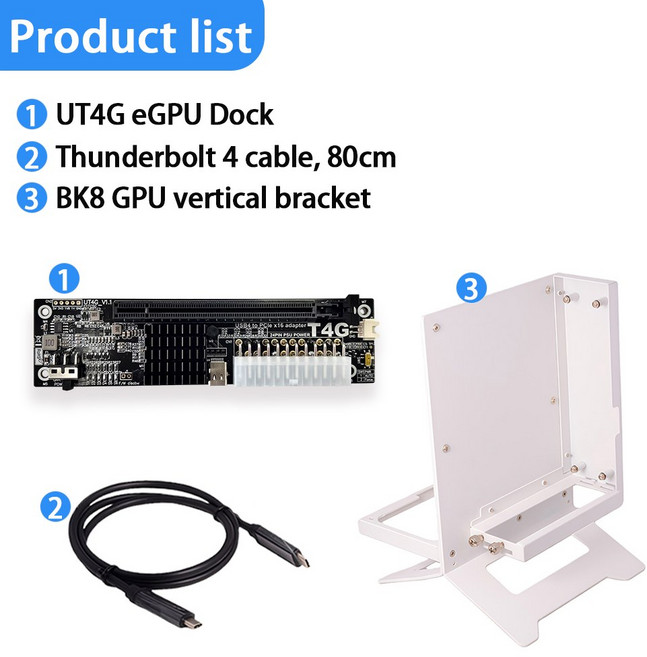 USB4 PCIE X16 UT3G UT4G eGPU 어댑터 브래킷 도킹 스테이션 NUC ITX STX 노트북 미니 소형 호스트용 Thunderbolt Gen3 X2, UT4G-BK8